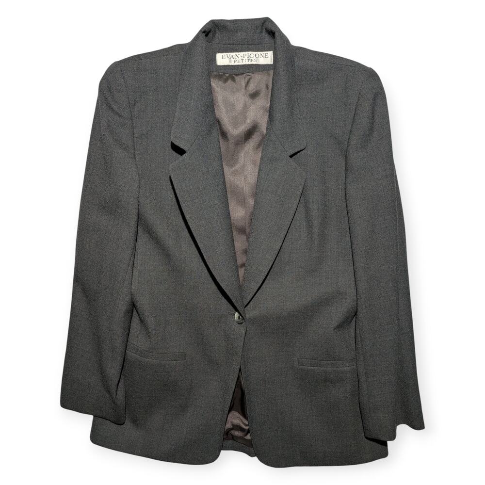 Evan-Picone Petites‎ Gray Blazer Womens Vintage USA Union Made Size 8?